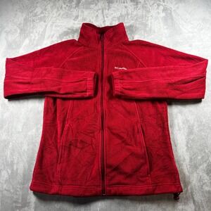 Columbia Benton Springs Fleece Jacket Womens Large Red Full Zip Outdoor